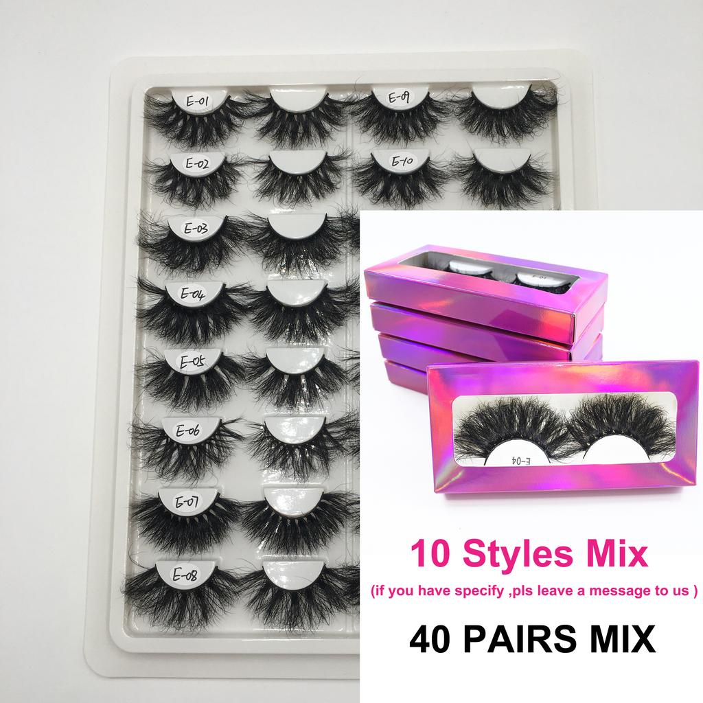 Lashes Mink 25mm Wholesale Eyelashes 4/10/30/50 Pairs Wispy Messy Fluffy Mink Lashes Makeup Mink Eyelashes