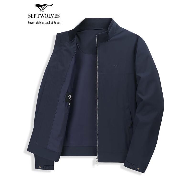 SEPTWOLVES Men's Business Casual Stand Collar Jacket