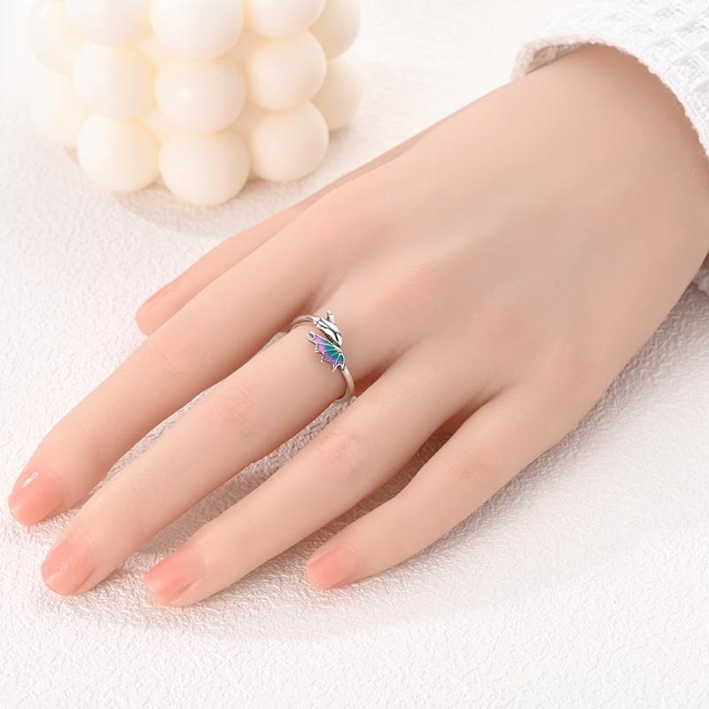 Luminous Firefly 925 Silver Ring Sparkling Rainbow Color Heart Wishbone Flower Original Rings For Women Wedding Jewelry