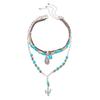 Retro Western Cow Hat Necklace Chain Pack With Turquoise And Alloy Accents For Women
