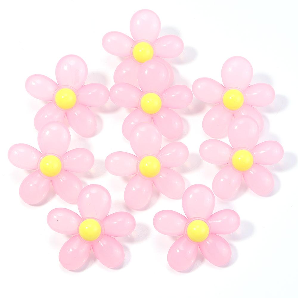 

10pcs Jelly Color Sun Flower Acrylic Beads 39X40mm Cute Flower Charm Beads DIY Headwear For DIY Jewelry Making Bracelet Necklace розовый