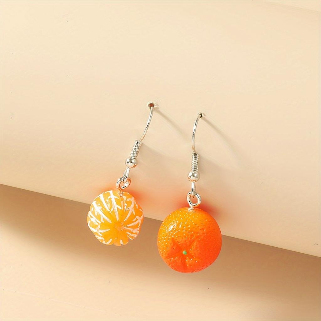Fruit pendant earrings for women, fashionable and personalized creative colored orange earrings for Men's versatile earrings
