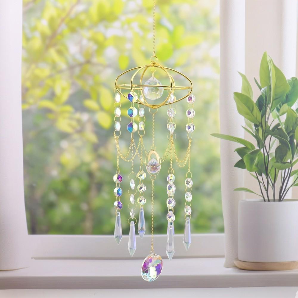 Natural Marbler Moon Crystal Wind Chime With Handcrafted Style For Home Decor