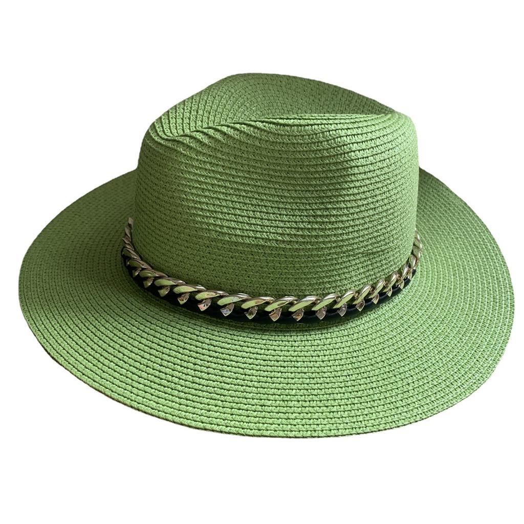 European and American hip hop black hat acrylic chain jazz straw hat children's street shot fashion sunshade panama top hat