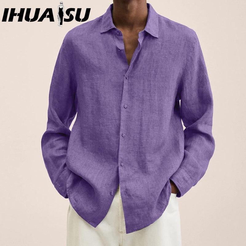 IHUASU Baumwolle Langarm T-Shirt Herrenmode Lockeres Shirt Bedrucktes Mitfühlendes Shirt