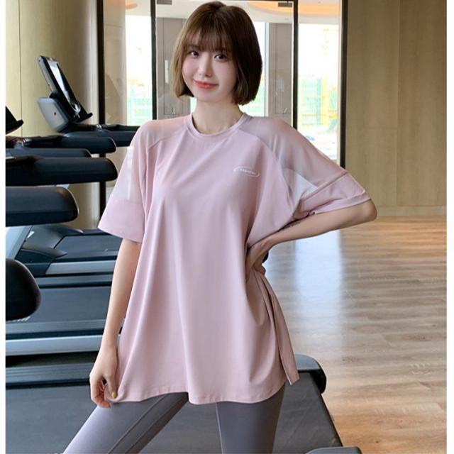 Women's Loose Quick-Dry Mesh Yoga T-Shirt - Large Size, Short-Sleeve, Summer Fitness Top