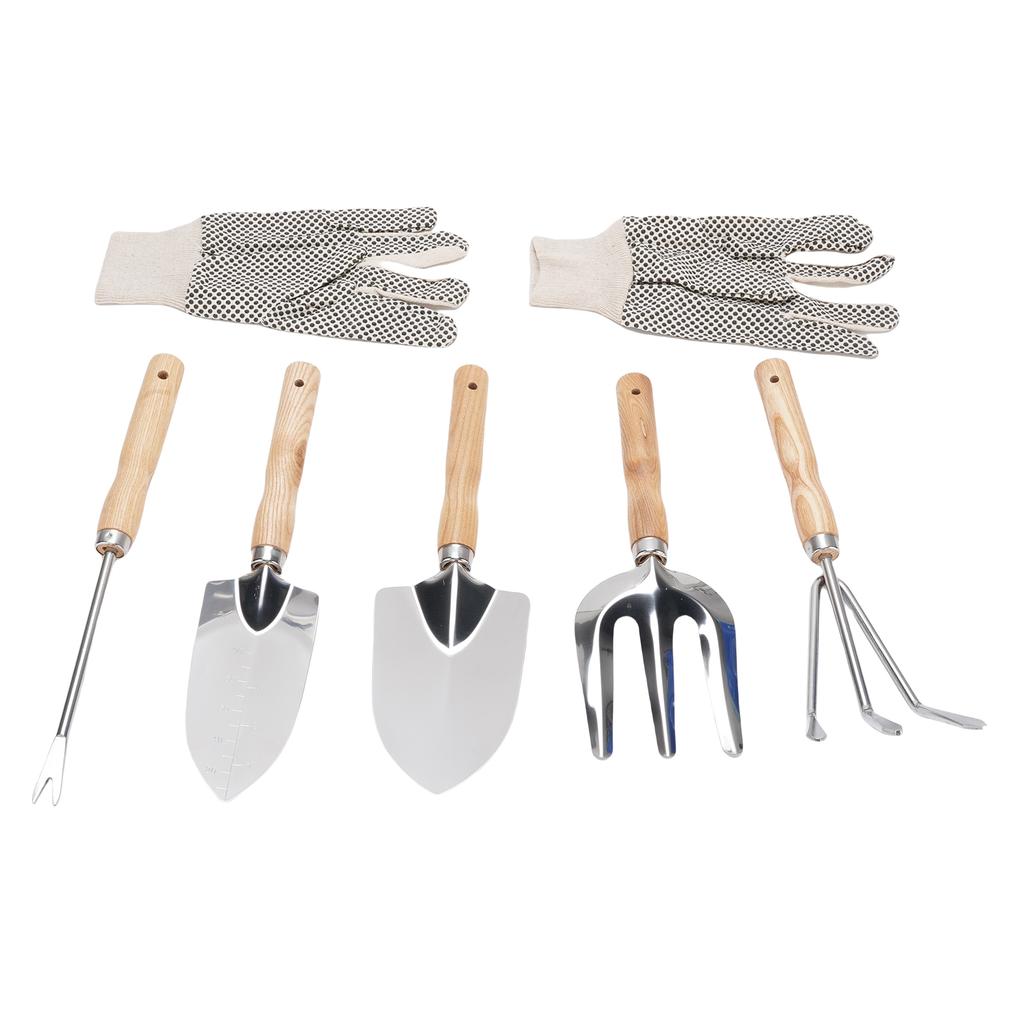 Garden Tool Set, Stainless Steel Shovel, Trowel,   Pull , Fork Rake with Gloves, Garden Tools for Garden, Patio, Farm