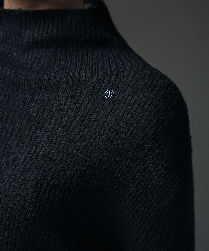 Teulimingbeodeu Alpaca Half-Turtleneck Long Knit [ Black ]