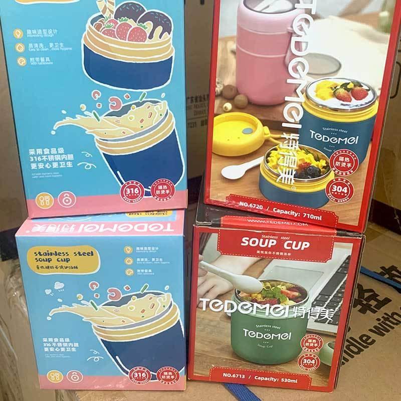 Stainless Steel Insulated Lunch BoxDouble-layer Portable Soup Cup, Small Rice Bucket Sealed Breakfast Cup Soup Bowl
