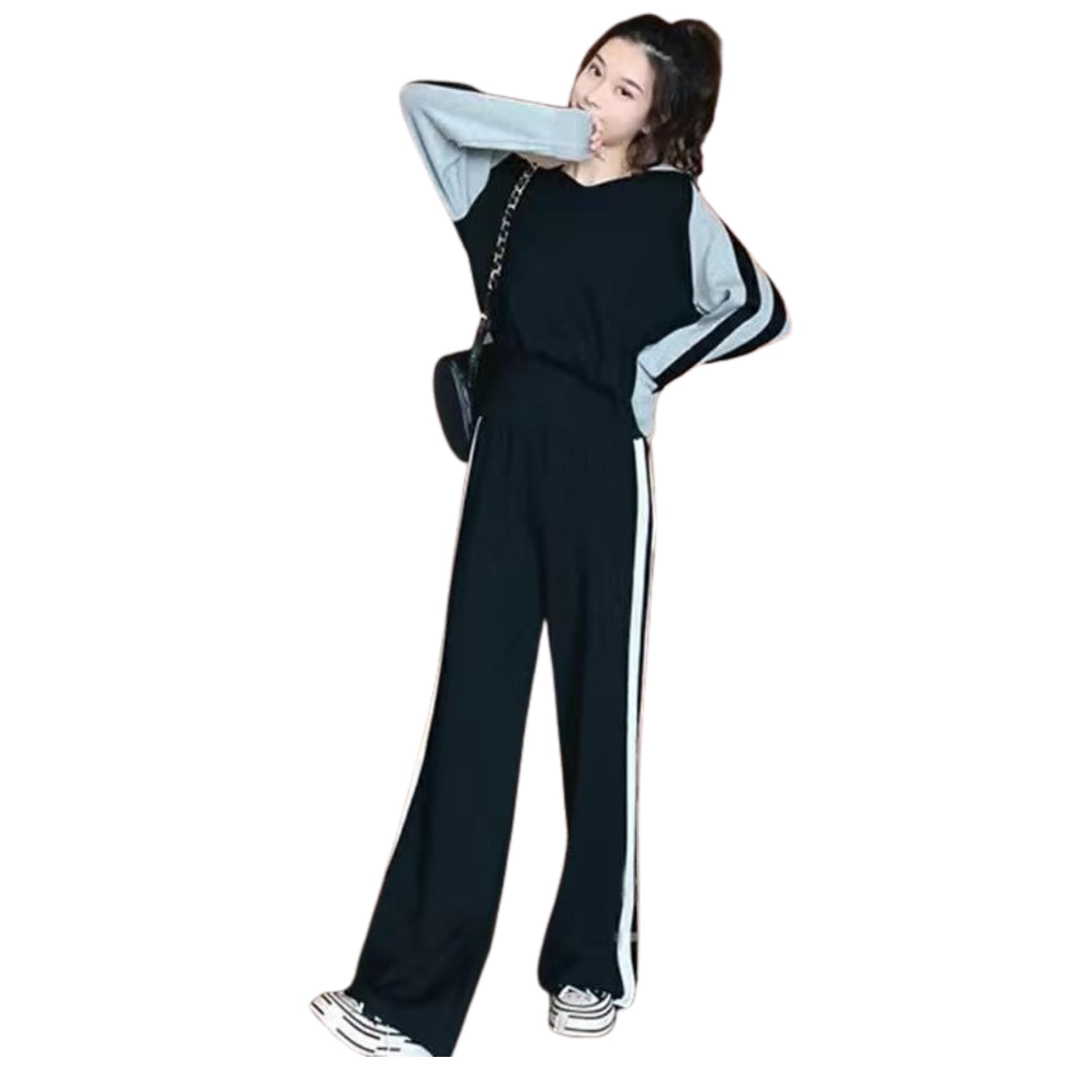 

Спортивный костюм Стильная и милая домашняя одежда Женский комплект G-tiamo, (JP, Алфавит, L) чёрный