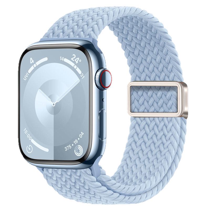 Compatible with Apple Watch S10, iWatch 11, Xiaomi 9, Huawei; Rainbow Nylon Magnetic Buckle Strap.