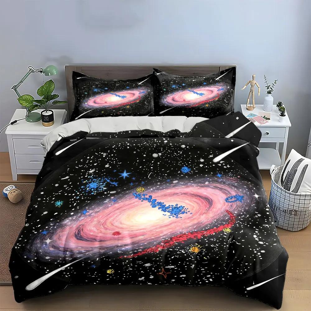 Galaxy-Themed Three-Piece Set Decor Soft Comfortable Duvet Cover Bedding Set Included 1*Duvet Cover & 2*Pillowcases gift