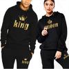 Vêtements Unisexe Femmes Roi Reine Survêtements Couple Sportifs Sweats à Capuche et Pantalons Ensemble Hommes Surdimensionnés Sweats Costumes