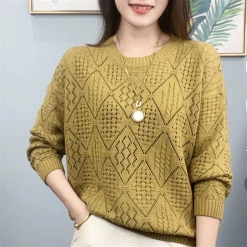 Frühling Herbst Damen Lose Stricken Aushöhlen Damen Pullover Pullover Koreanische Version Langarm Top