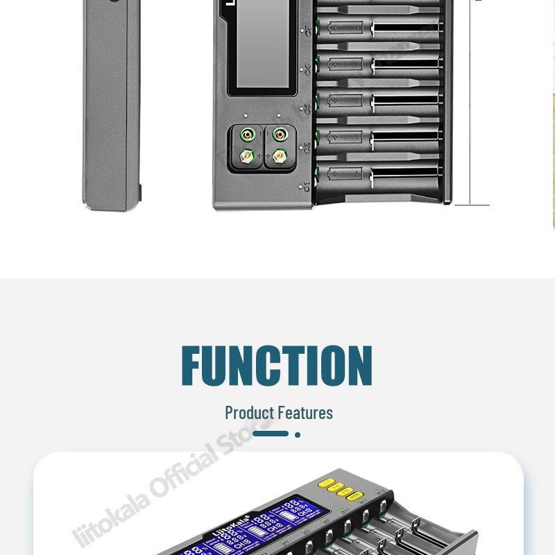 LiitoKala Lii-S12 12-Slot Battery Charger for 18650/21700/9V Batteries