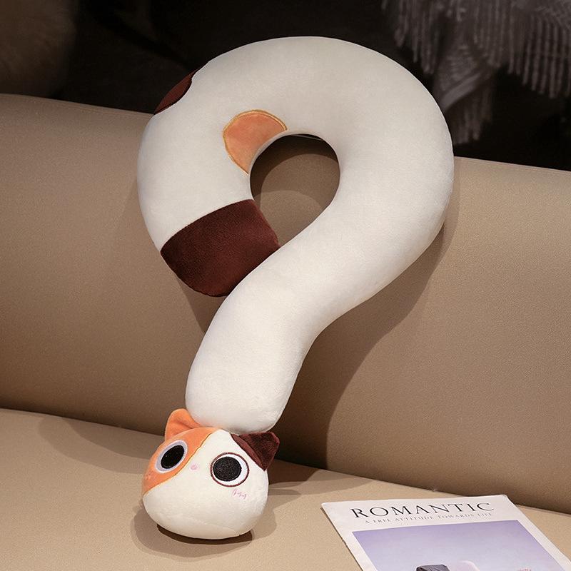 Cartoon Cat Question Mark Neck Pillow Throw Pillow Girls Office Sleeping U-Shaped Pillow Travel Nap Artifact Rag Doll