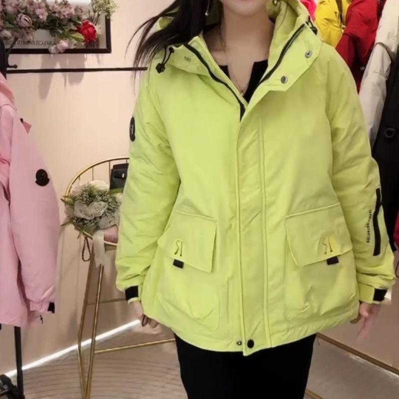 Women’s Short Hooded Windproof Jacket With Big Pockets Workwear Coat