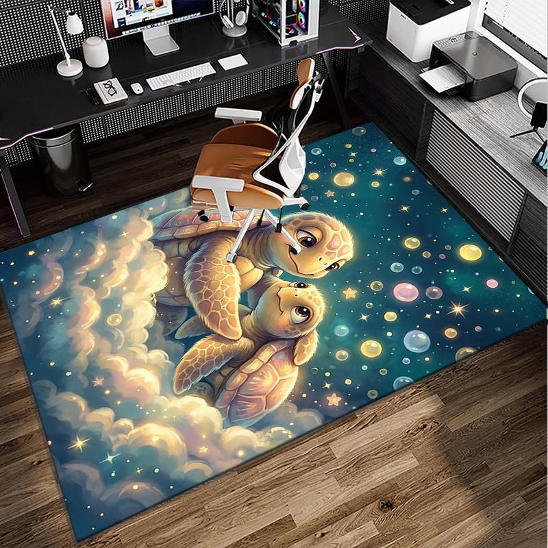 Underwater Two Sea Turtles Office Rug Chair Mat, Entryway Carpet, Suitable for Front Door, Bedroom, Living Room, Desk, Holiday Gift
