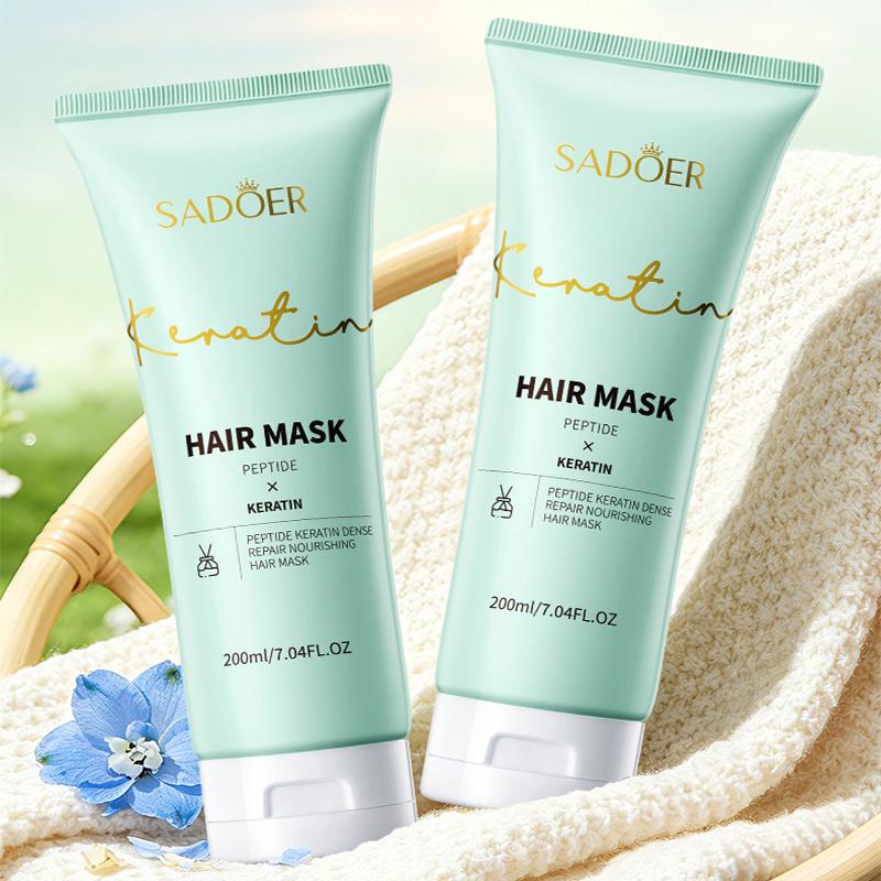 SADOER Peptide Keratin Hair Mask 200ml, Deep Nourishing Repair Hair Treatment Mask, Boost Hair Shine&Elasticity, Non-Greasy Hair Care Conditioner Mask