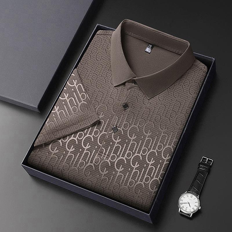 Men's Business Casual Short Sleeved Printed Polo Shirt Fashionable Breathable Comfortable and Versatile Top