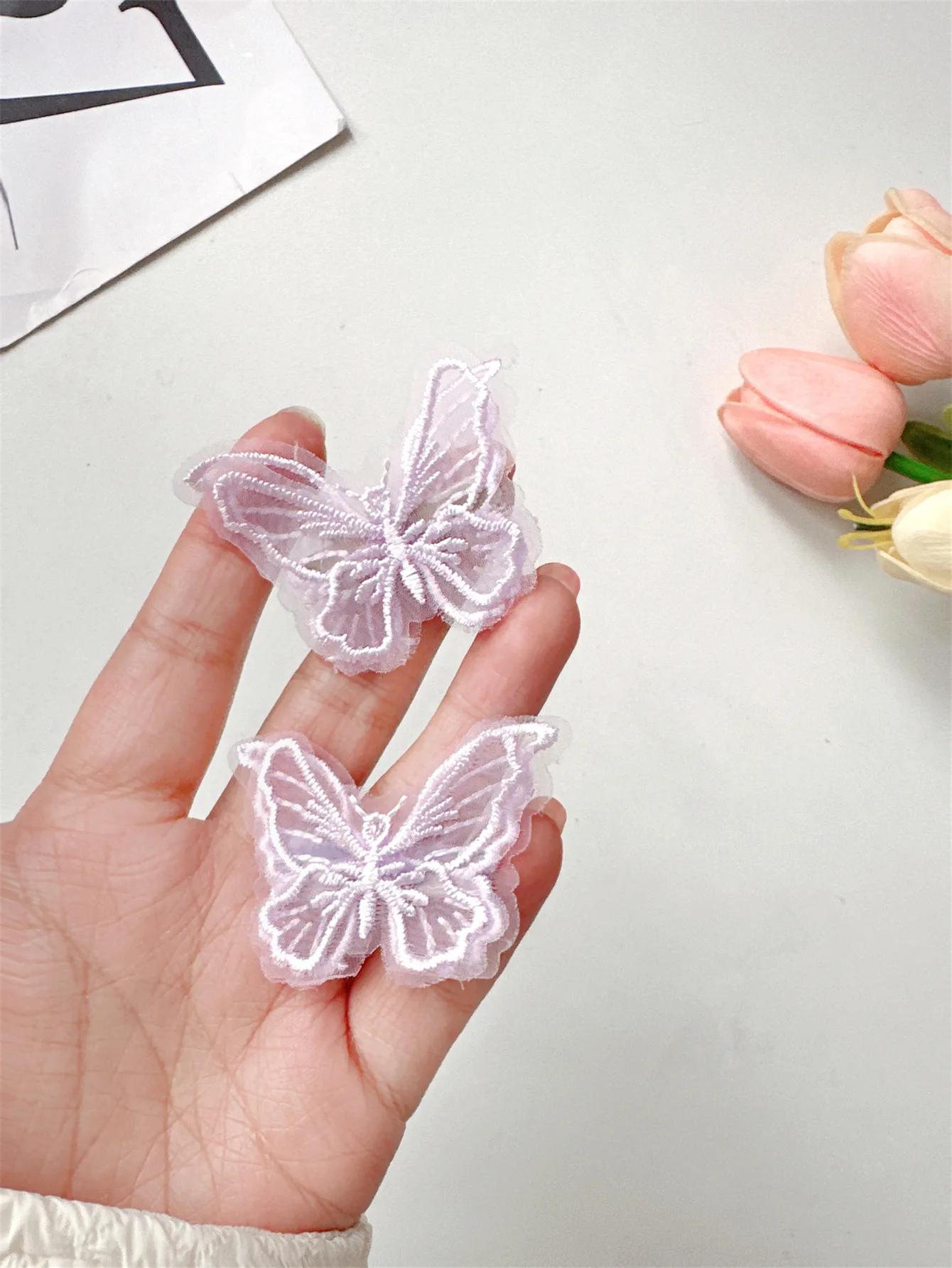 

Корея Милые фиолетовые кружевные заколки-бабочки для волос, заколки-бабочки для волос, милые шпильки для волос для женщин, свадебные аксессуары для волос