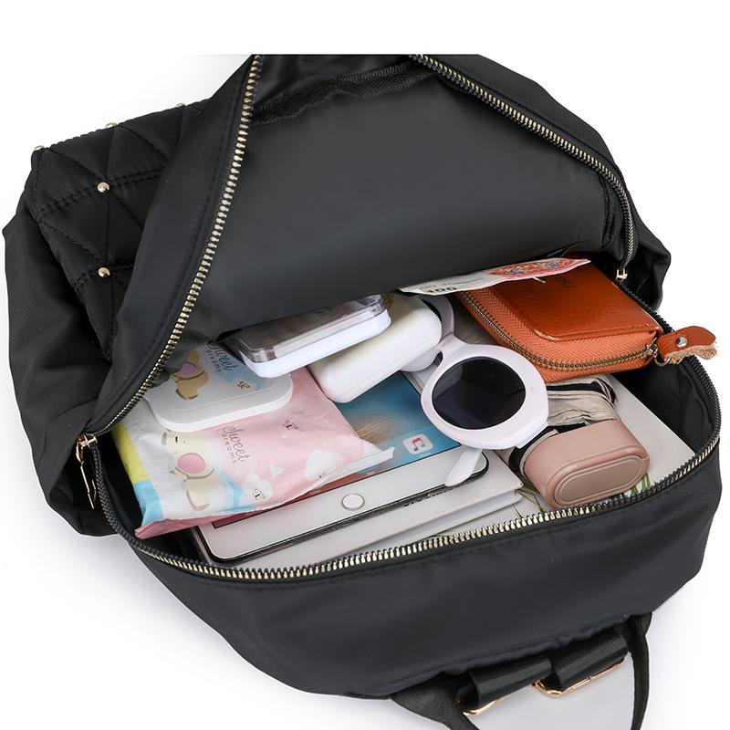 Rhomboid Stickerei Rucksack Damen Rucksack Große Kapazität Wasserabweisender Reiserucksack