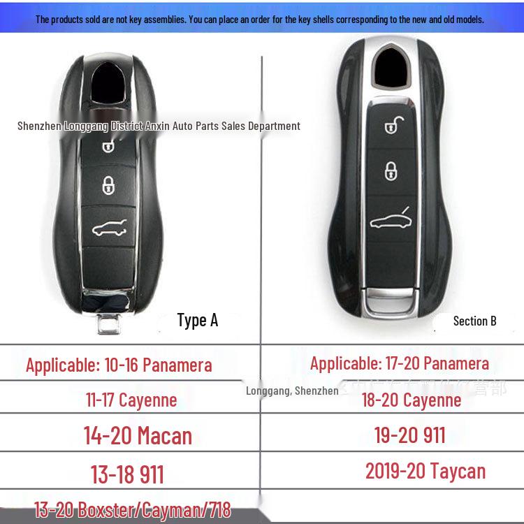 Key Shell for Porsche In Gentian Blue: Fits Cayenne, Macan, 718, Panamera, 911