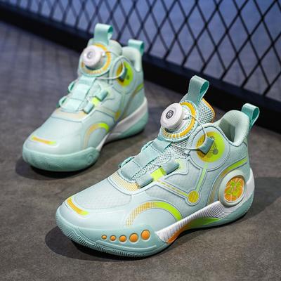 Dziecięce buty do koszykówki z siateczką, praktyczne buty treningowe dla chłopców na wiosnę i jesień, antypoślizgowa obrotowa klamra