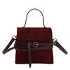 Vintage Suede-Like PU Mini Shoulder Bag Women Compact Square Crossbody With Magnetic Adjustable Strap