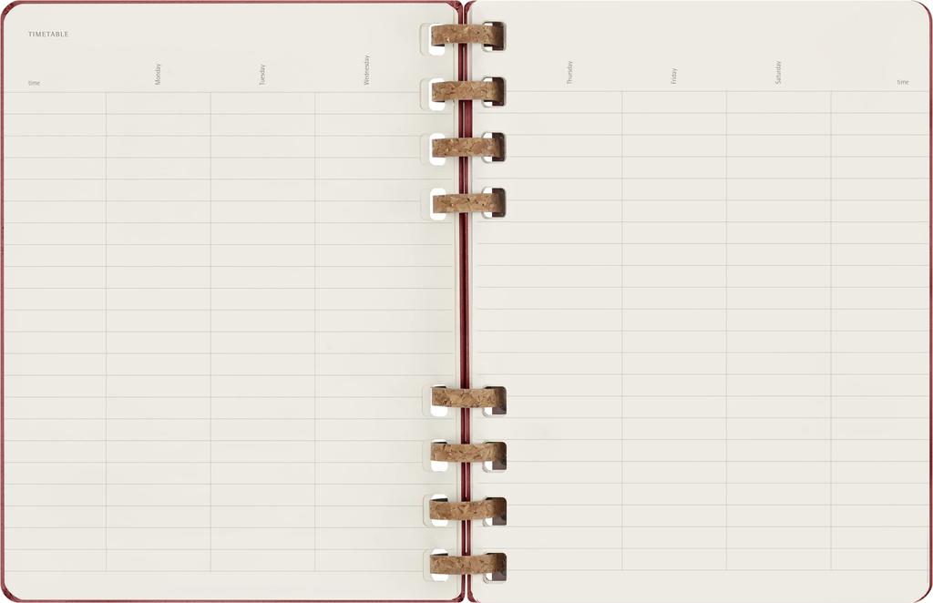 Moleskine nie datowany planer życia w spirali, twarda oprawa, rozmiar XL (20,4 cm szerokości x 25,2 cm wysokości), Rozgnieciona Wiśnia, DHUNDSPF3212MWH4
