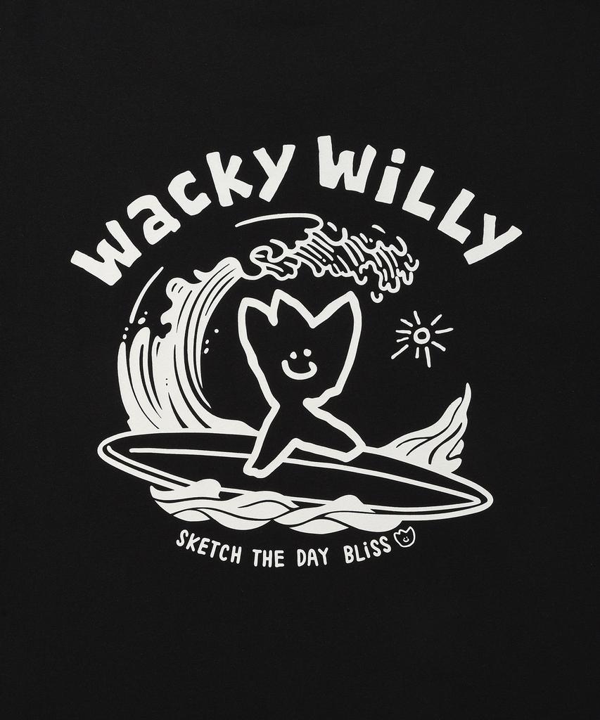 WACKY WILLY Surfing Kiki Graphic Short Sleeve T-Shirt Black