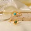 INS French new titanium steel ring sun shape inlaid African turquoise/turquoise open ring