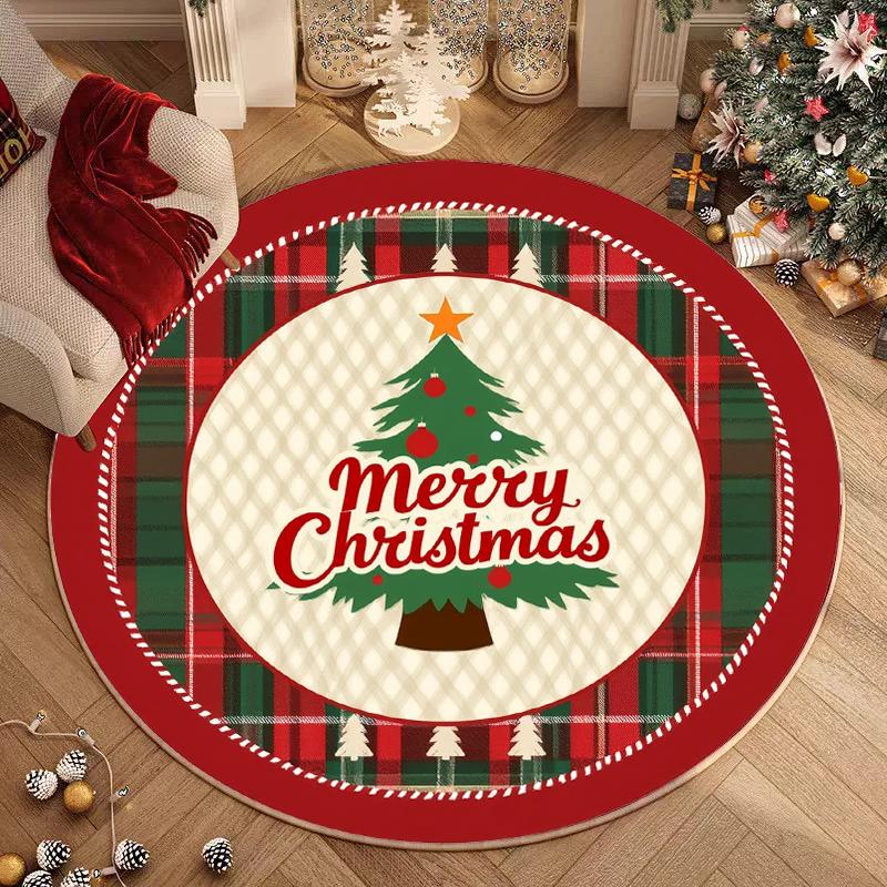 Nowoczesny Okrągły Dywan Kryształowy Aksamit Choinka Świąteczna Prosty Dywan Odporny na Zużycie Do Przedpokoju Dekoracja Domu