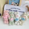 Adorable Bunny Plush Keychain Cute Bowknot Rabbit Stuffed Toy In Pink And Green