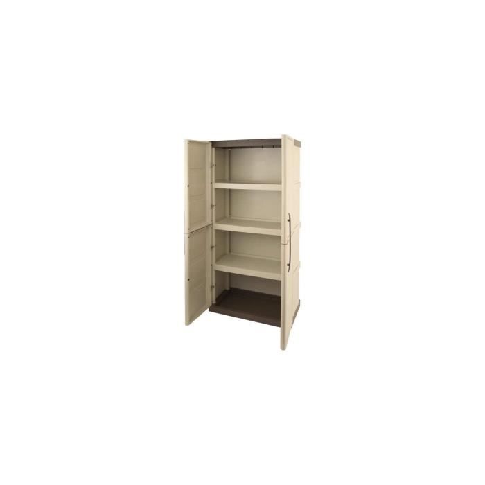 TOOD Resin Tall Storage Cabinet - 3 Shelves - Taupe/ecru - Maximum Load 60 Kg