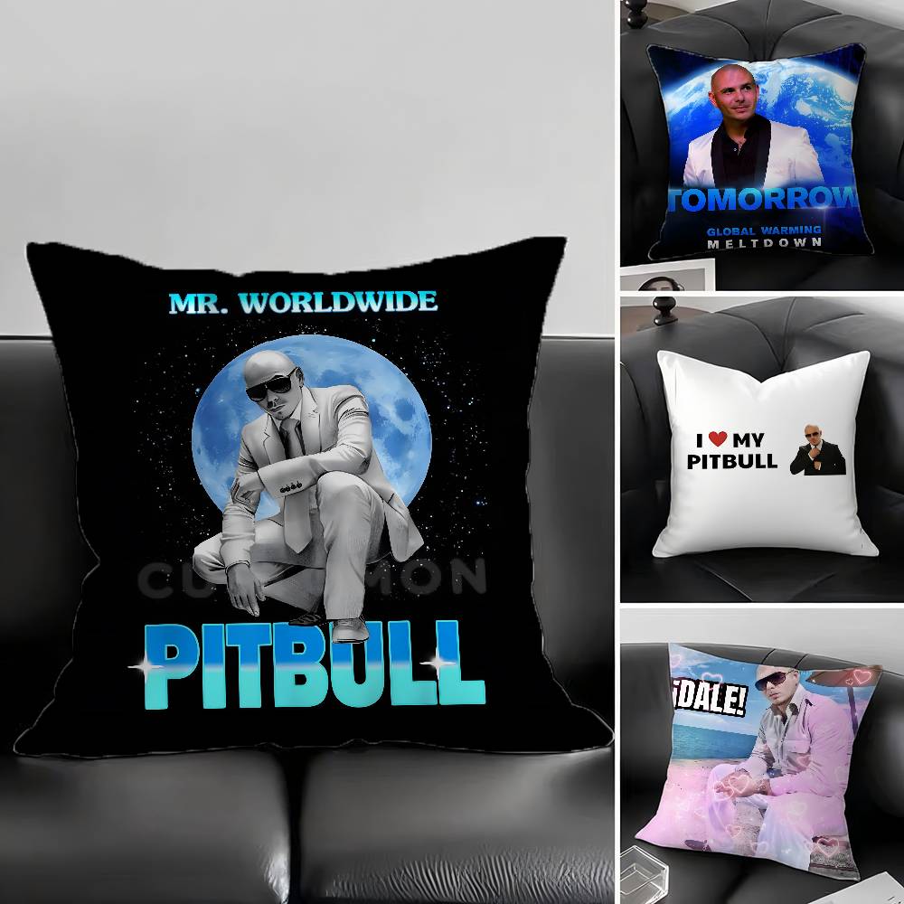 1 Stück Mr Worldwide Pitbull Kissenbezug Mode Quadratischer Kissenbezug Schlafzimmer Sofa Raum Ins Dekoration Freizeit