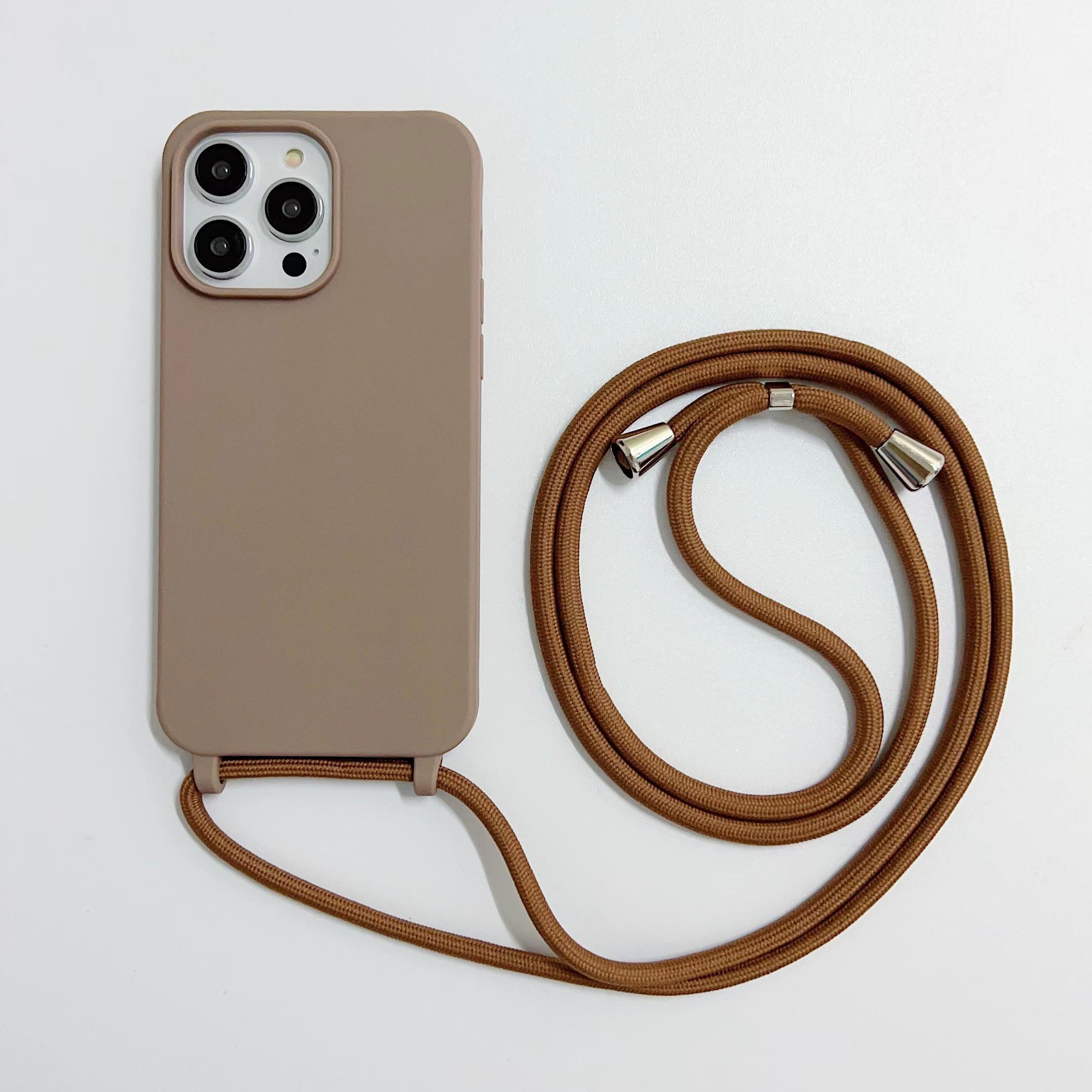 Hülle mit Trageband für iPhone 17 16 14 13 12 Mini 11 15 Pro Max XS X Plus Crossbody Lanyard Stoßfest Weiches TPU Silikon Outdoor Abdeckung for iPhone17 Pro Max&Case & Strap gray