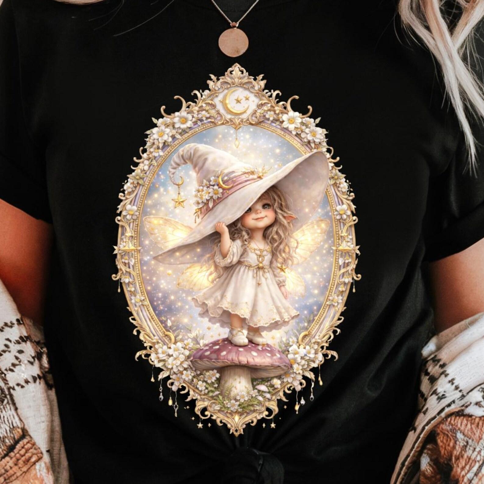 Fairy Witch Cottagecore Shirt | Whimsical Mushroom Fairy Tee L