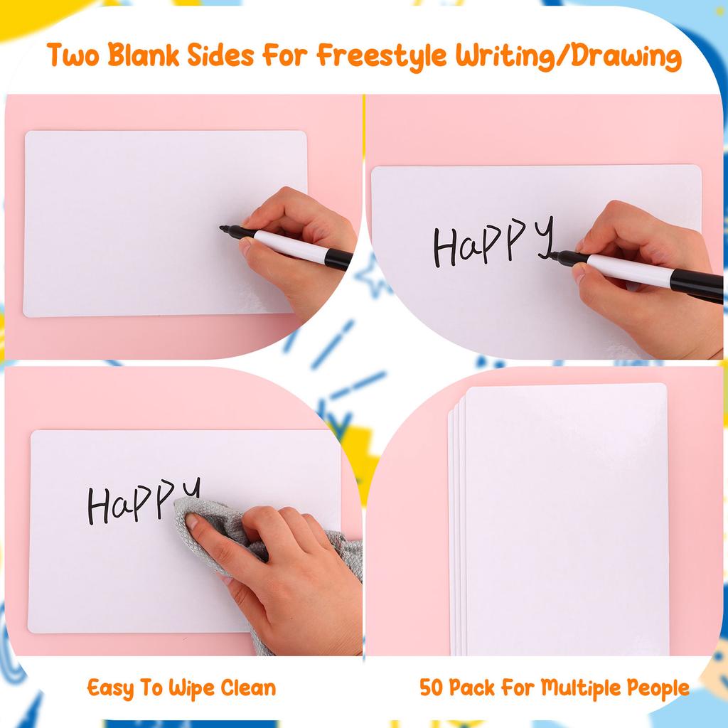 50 Pcs Dry Erase Boards Small White Board 9" X 6" Double Sided White Board For Kids And Teachers Mini White Boards For Students