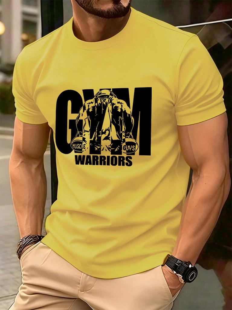 Gym Warriors Muscle Guys Printing Mens TShirt Cotton Summer Soft Tops Oversized ONeck Short Sleeve T Shirt Casual Male Clothes