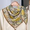 Small yellow daisy flower simulation silk scarf women's spring and autumn fashion 71 small square scarf triangular scarf shawl with shirt