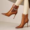 Vinterkjede Høye Hæler Dame Ankelstøvletter Elegante Spisse Sko Dame 2025 Trend Mote Fest Sexy Pumps Chelsea Botas Mujer