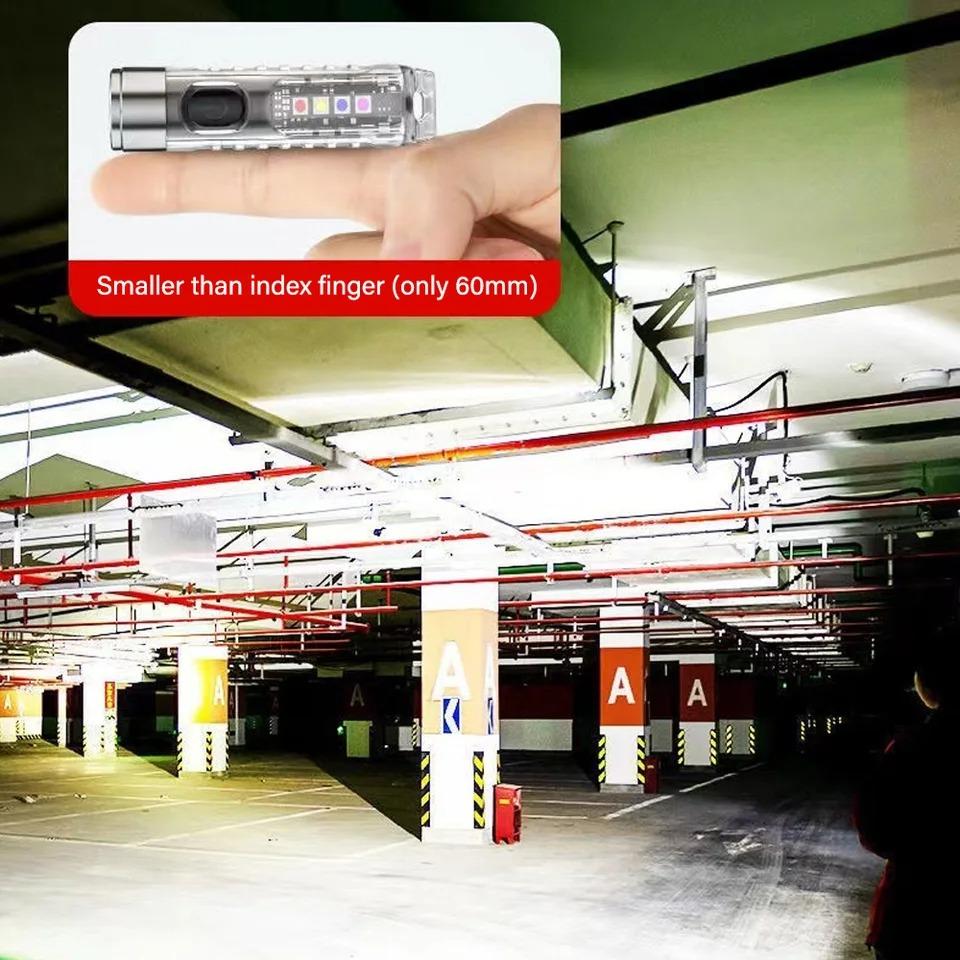 Rechargeable Mini Flashlight 10 Mode Portable Keychain Light Magnetic Torch USB Rechargeable Uv Lamp Emergency Camping Lantern
