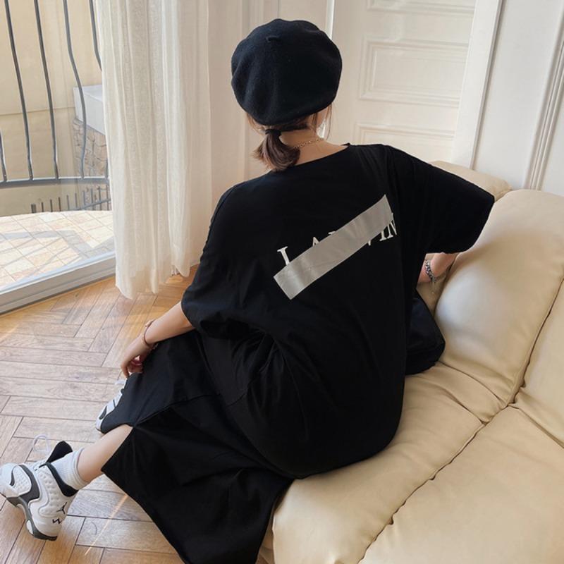 Damenmode Sommer Frühling 1/2 Ärmel O-Ausschnitt Lockere Taille Lässige Kleider