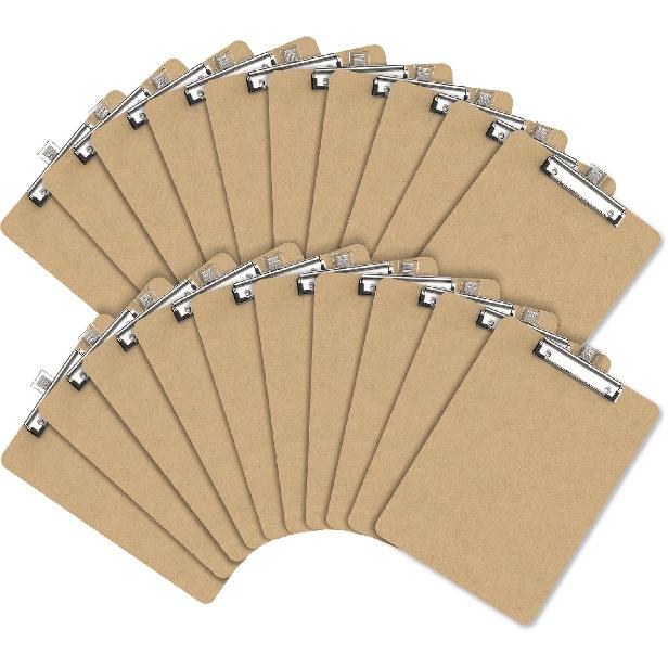 Wood Clipboard Set of 2, 8.5 x 11 Clip Borad with Pen Holder, A4 Standard Dimension 9 x 12.5 in, A4 Letter Size Hardboard for Classroom, Students,