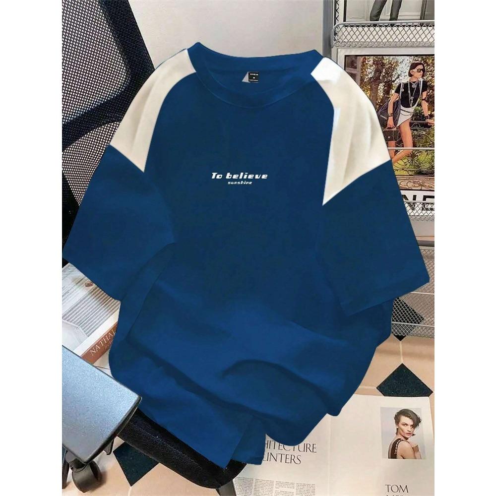 The new men's T-shirt for the summer of 2026 features a casual fashionable comfortable and soft 3D letter pattern print