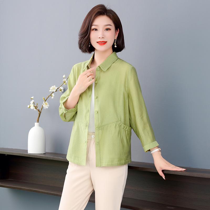 Tencel Spring Elegant Casual Lapel Shirt Jacket - Stylish, Versatile, Loose Fit for Women