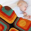 Retro Geometric Gradient Square and Circle Pattern 222 Throw Blanket Winter beds Custom Hair Furry Blankets