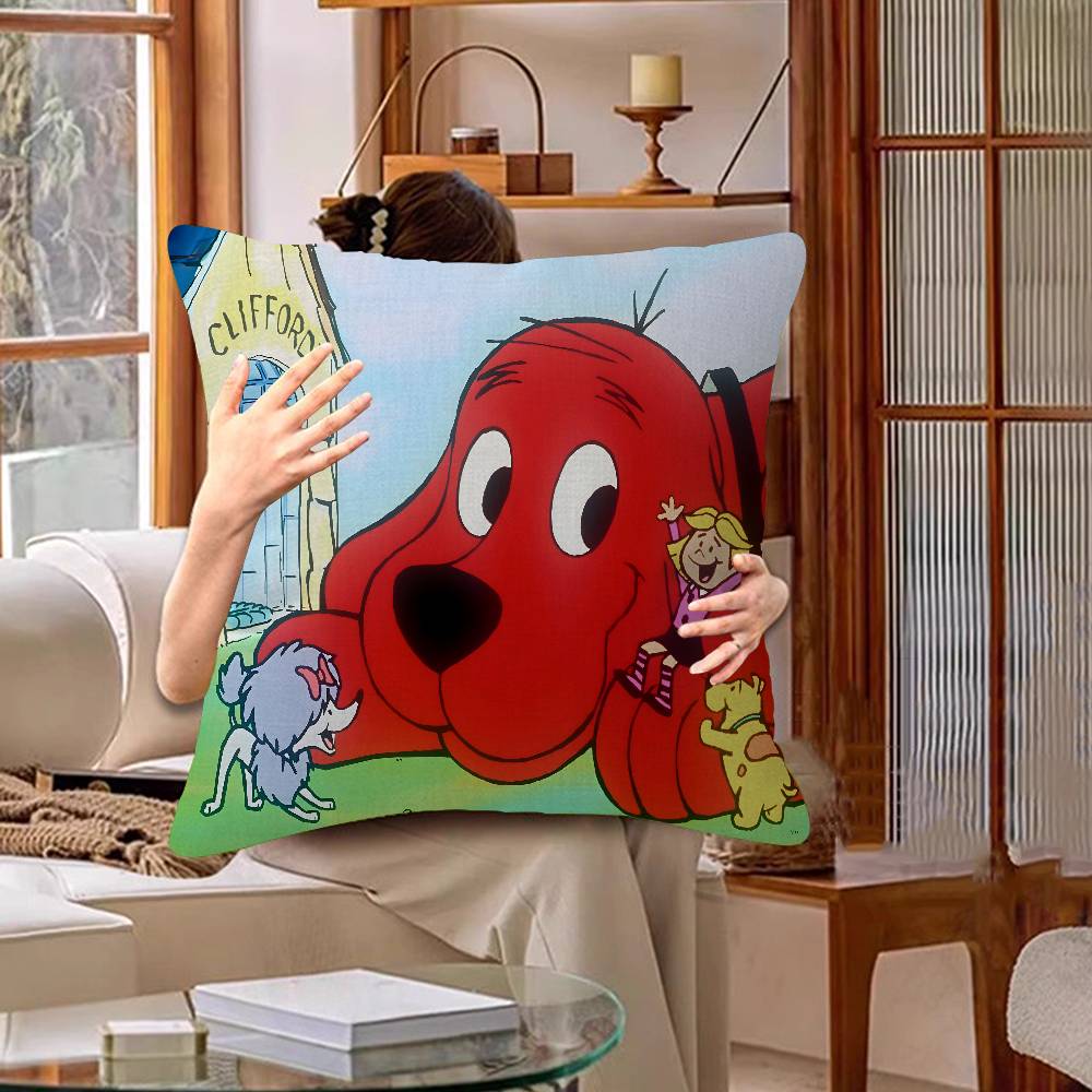 Cartoon Clifford The Big Red Dog Lucky Dragon Pillow Cover Sofa Cushion Cover Home Room Decoration Children Gift