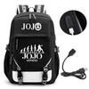 Anime JOJO Jonathan Joestar Golden Experience Backpack School Bookbag with USB Port Laptop Compartment for Boys Girls Travel Bag